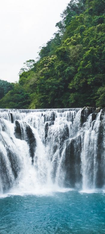 Обои 1080x2400 водопад, река, растительность