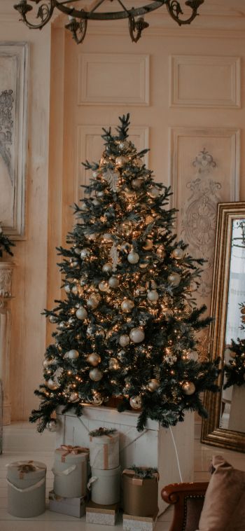 christmas, Christmas tree Wallpaper 1080x2340