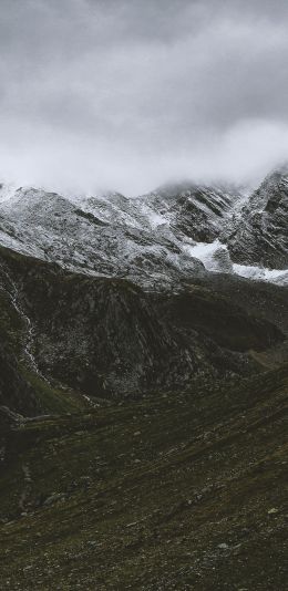 mountains, clouds, snow Wallpaper 1080x2220