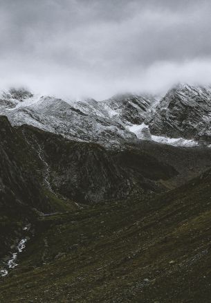 mountains, clouds, snow Wallpaper 1640x2360