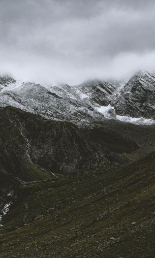 mountains, clouds, snow Wallpaper 1200x2000