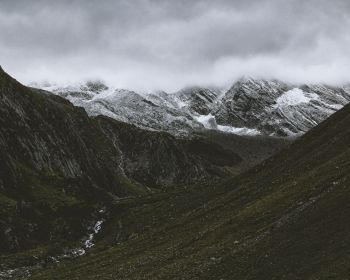 mountains, clouds, snow Wallpaper 1280x1024