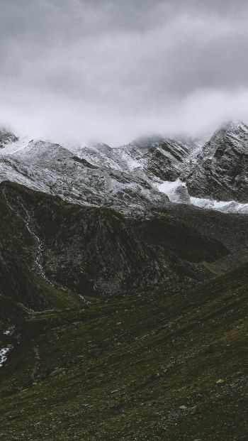 mountains, clouds, snow Wallpaper 640x1136