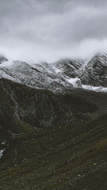 mountains, clouds, snow Wallpaper 720x1280