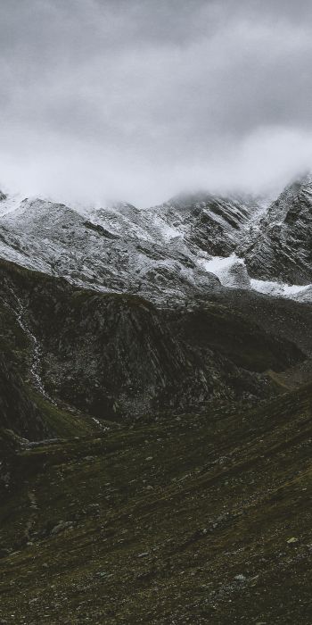 mountains, clouds, snow Wallpaper 720x1440