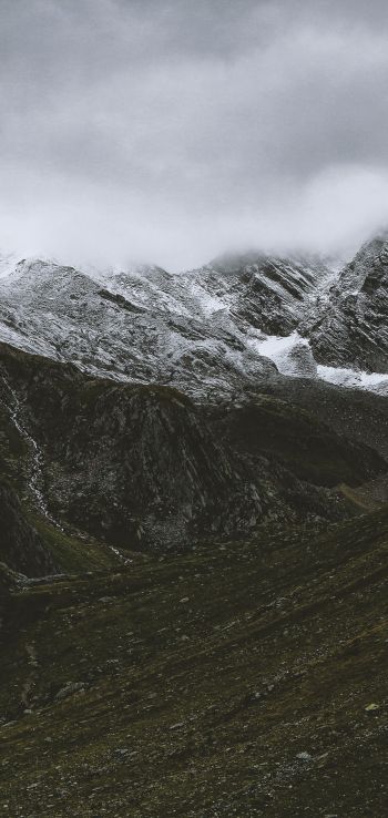 mountains, clouds, snow Wallpaper 1440x3040