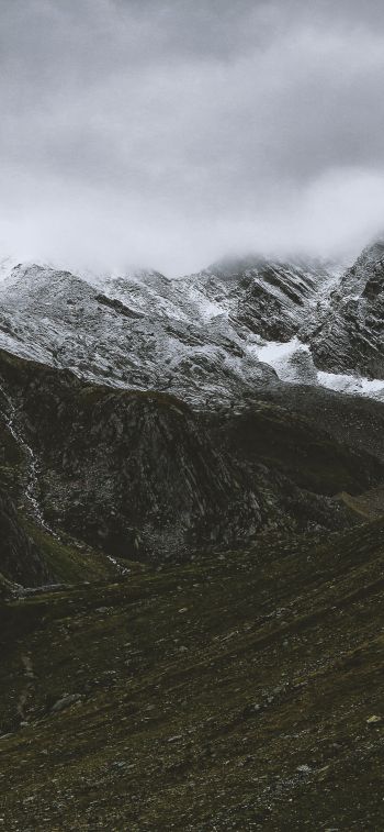 mountains, clouds, snow Wallpaper 1125x2436