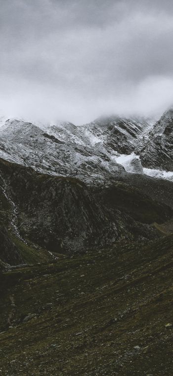 mountains, clouds, snow Wallpaper 1080x2340