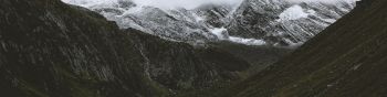mountains, clouds, snow Wallpaper 1590x400