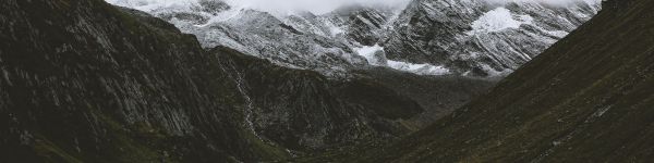 mountains, clouds, snow Wallpaper 1590x400
