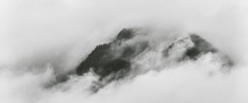 clouds, mountains, height Wallpaper 3440x1440
