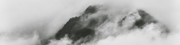 clouds, mountains, height Wallpaper 1590x400