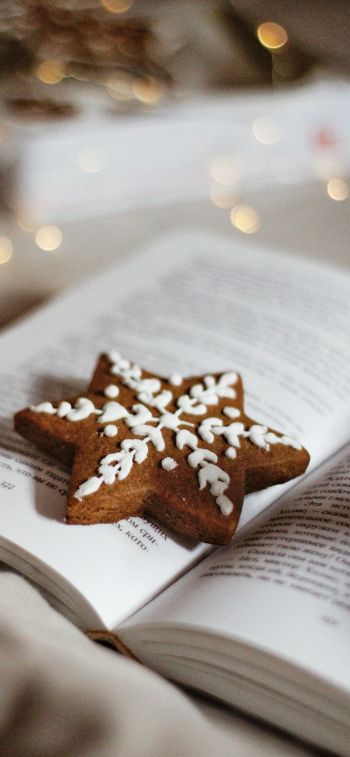 cookie, sweetness, book Wallpaper 828x1792