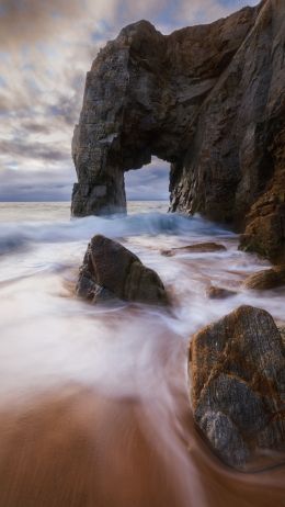 Arch of Porta Blanc, Saint-Pierre-Quiberon, France Wallpaper 1440x2560