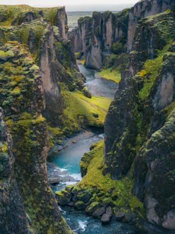 Iceland, mountains, river Wallpaper 1620x2160