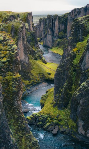 Обои 1200x2000 Исландия, горы, река