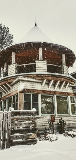 house, winter, snow Wallpaper 1440x3040