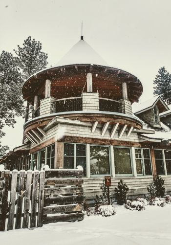 house, winter, snow Wallpaper 1668x2388