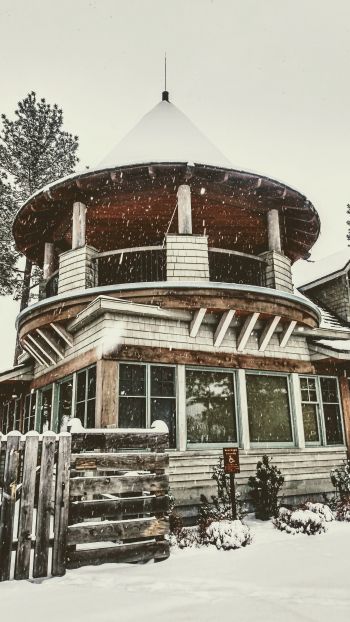 Обои 1440x2560 дом, зима, снег