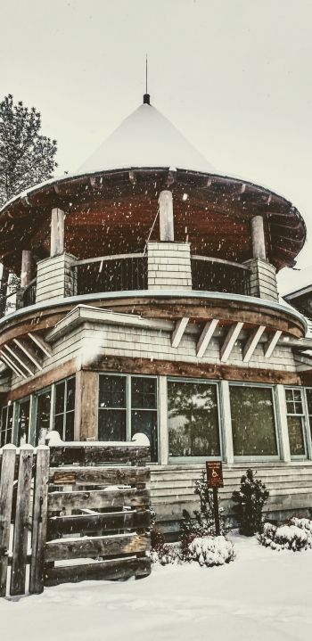 house, winter, snow Wallpaper 1440x2960