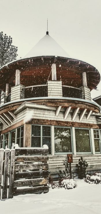 house, winter, snow Wallpaper 1080x2280