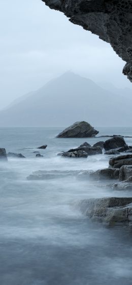 sea, mountains, overcast Wallpaper 1080x2340