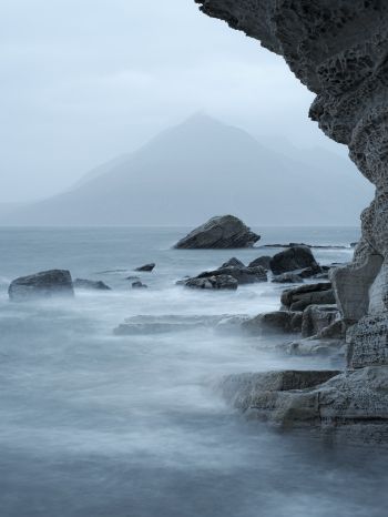 sea, mountains, overcast Wallpaper 1668x2224