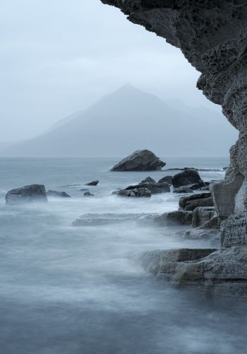 sea, mountains, overcast Wallpaper 1668x2388