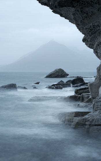 sea, mountains, overcast Wallpaper 1752x2800