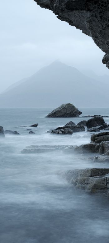 sea, mountains, overcast Wallpaper 720x1600