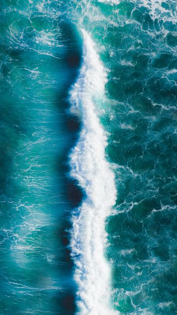 Обои 640x1136 волна, море, синий