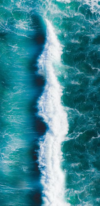 Обои 1080x2220 волна, море, синий