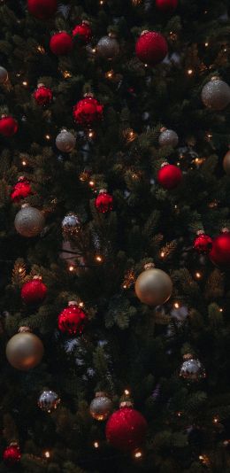 christmas balls, Christmas tree Wallpaper 1080x2220