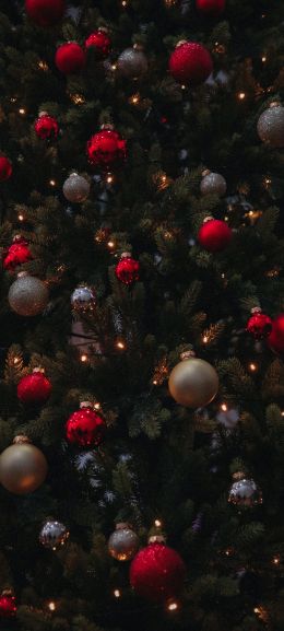 christmas balls, Christmas tree Wallpaper 1440x3200