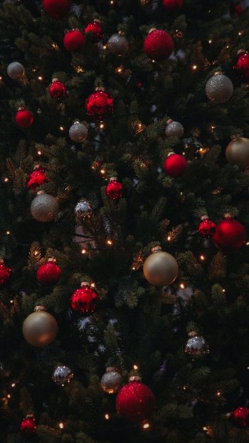 christmas balls, Christmas tree Wallpaper 640x1136