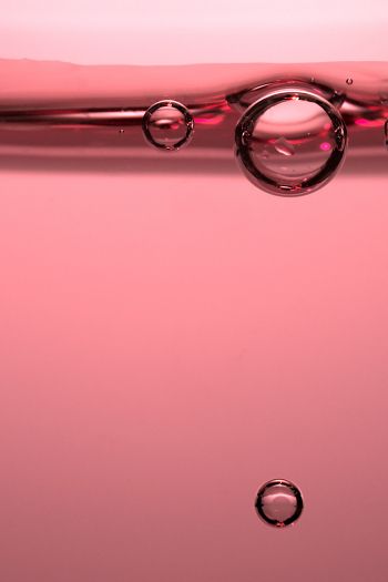 Обои 640x960 пузыри, розовый, жидкость