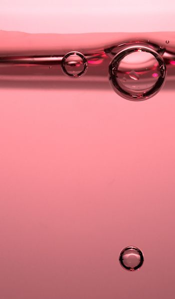 Обои 600x1024 пузыри, розовый, жидкость