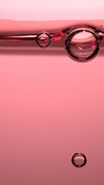 Обои 640x1136 пузыри, розовый, жидкость