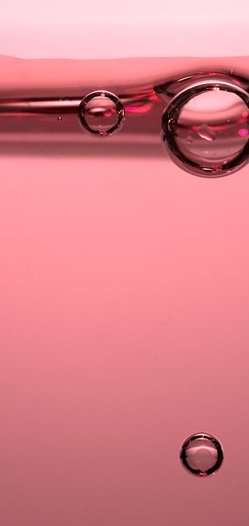 Обои 1080x2280 пузыри, розовый, жидкость