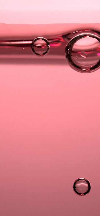 Обои 1170x2532 пузыри, розовый, жидкость