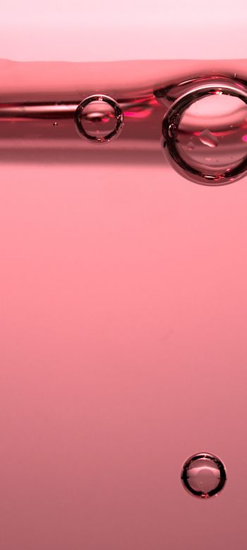 Обои 1440x3200 пузыри, розовый, жидкость
