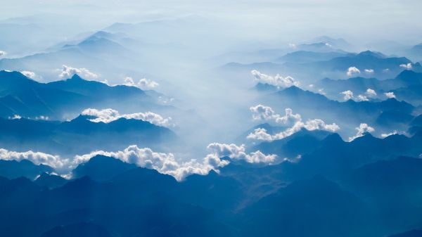 clouds, mountains Wallpaper 2048x1152