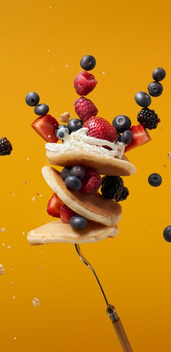 pancakes, berries Wallpaper 1440x2960