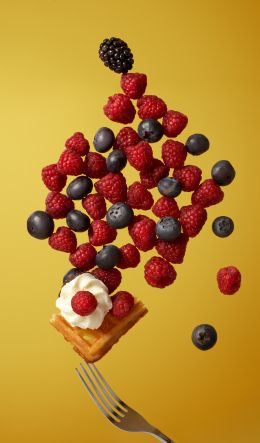 waffles, berries, dessert Wallpaper 600x1024