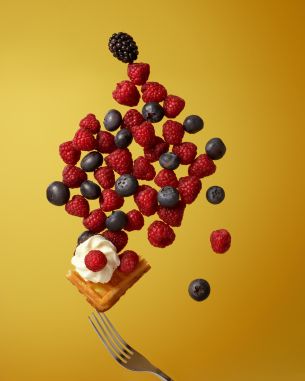 waffles, berries, dessert Wallpaper 5563x6954