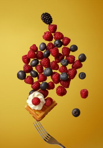 waffles, berries, dessert Wallpaper 1668x2388