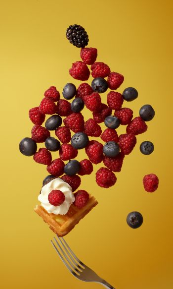 waffles, berries, dessert Wallpaper 1200x2000