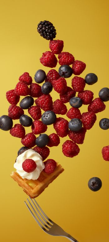 waffles, berries, dessert Wallpaper 720x1600