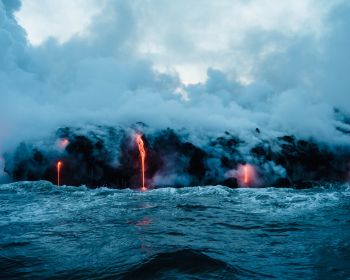 lava, sea, clouds, par Wallpaper 1280x1024