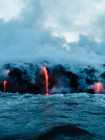lava, sea, clouds, par Wallpaper 1620x2160